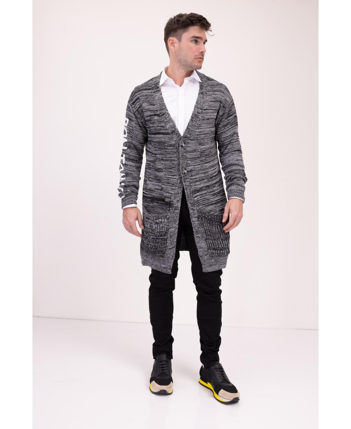 Men's Modern Dreamers Longline Cardigan Sweater - Black, Gray