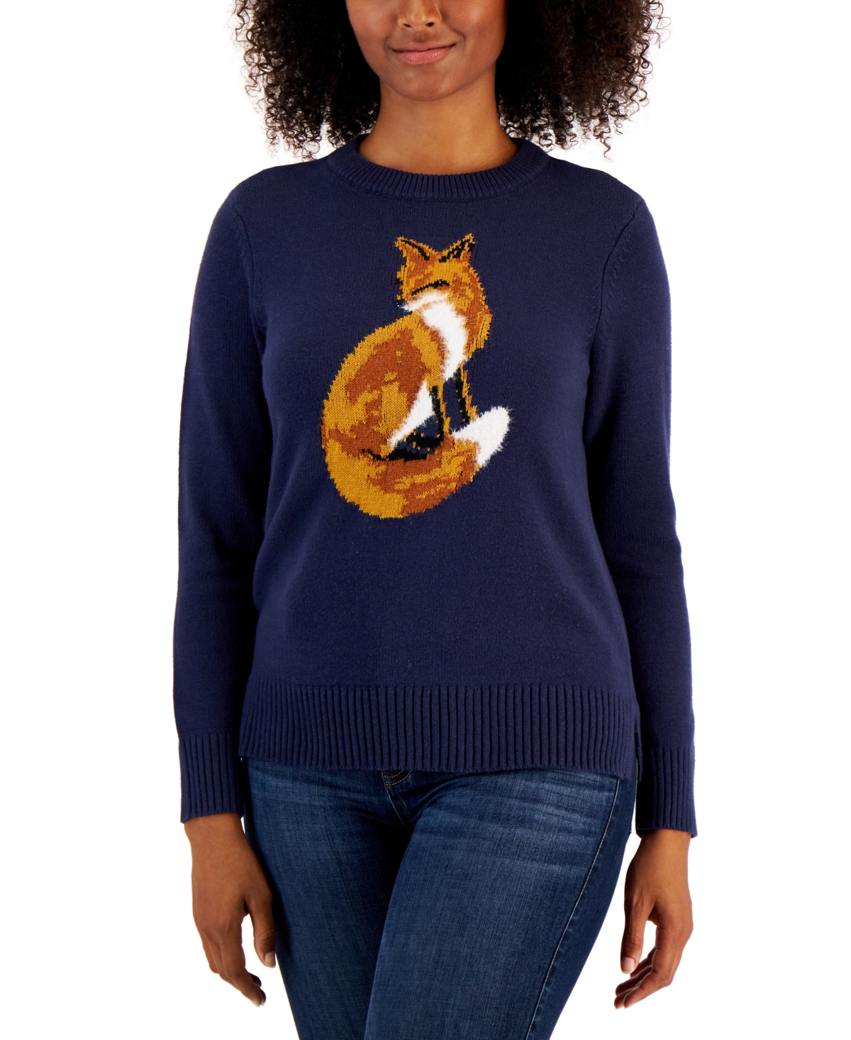 Charter Club Women's Fair Isle Fox Sweater, Created for Macy's
