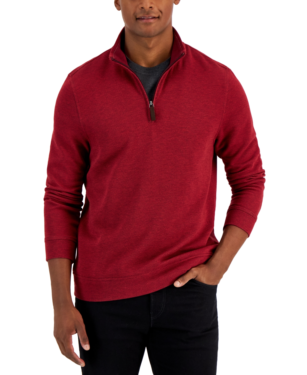 Club Room Men's Birdseye Quarter-Zip Pullover, Created for Macy's