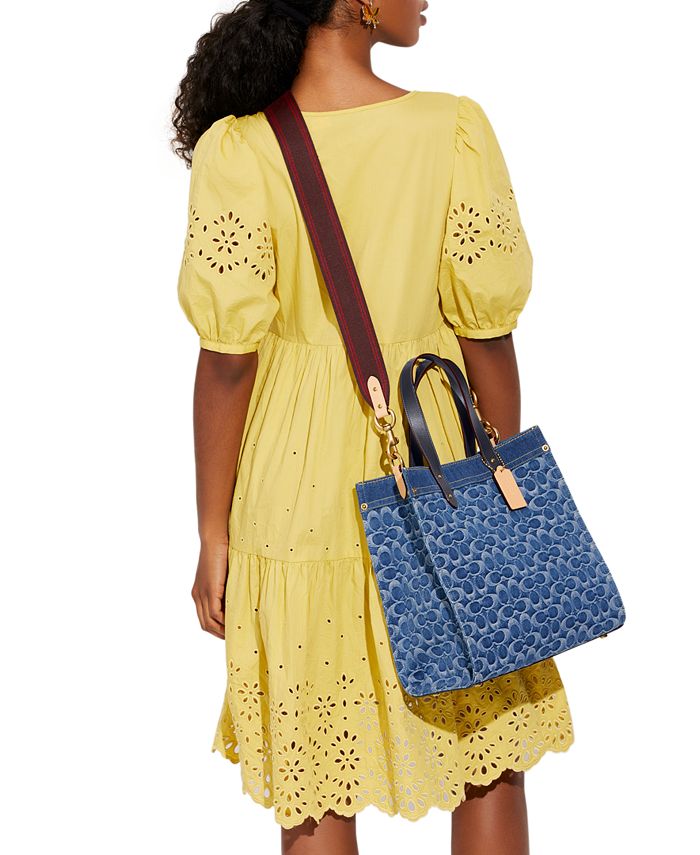 COACH Washed Denim Signature Field Tote Macy's
