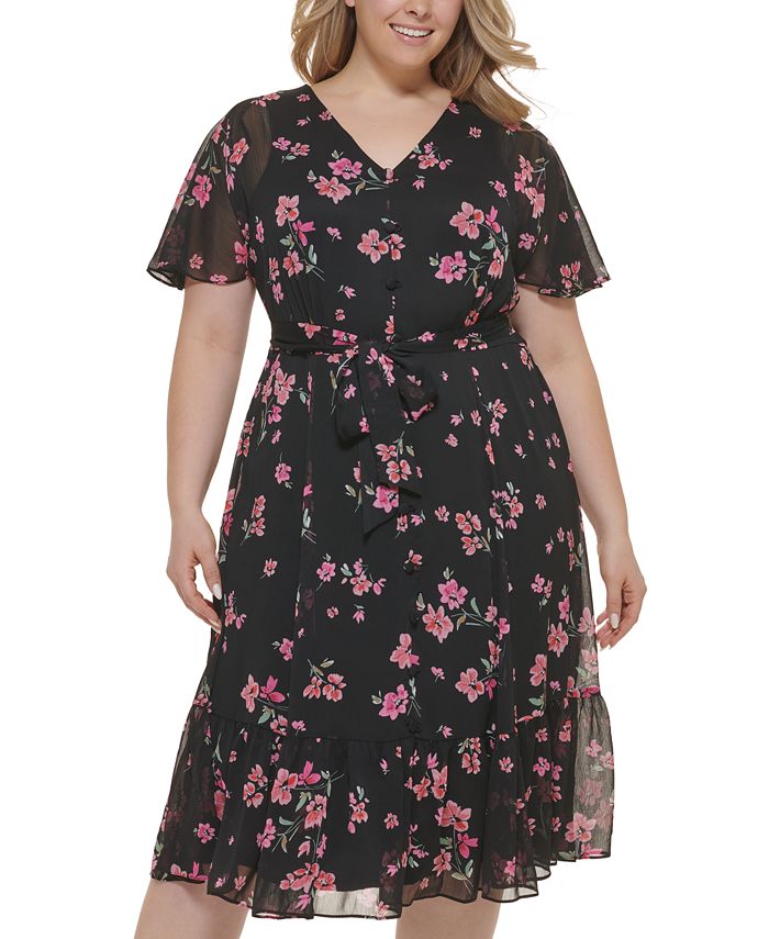 Calvin Klein Plus Size Flutter Sleeve Dress Macys 4281