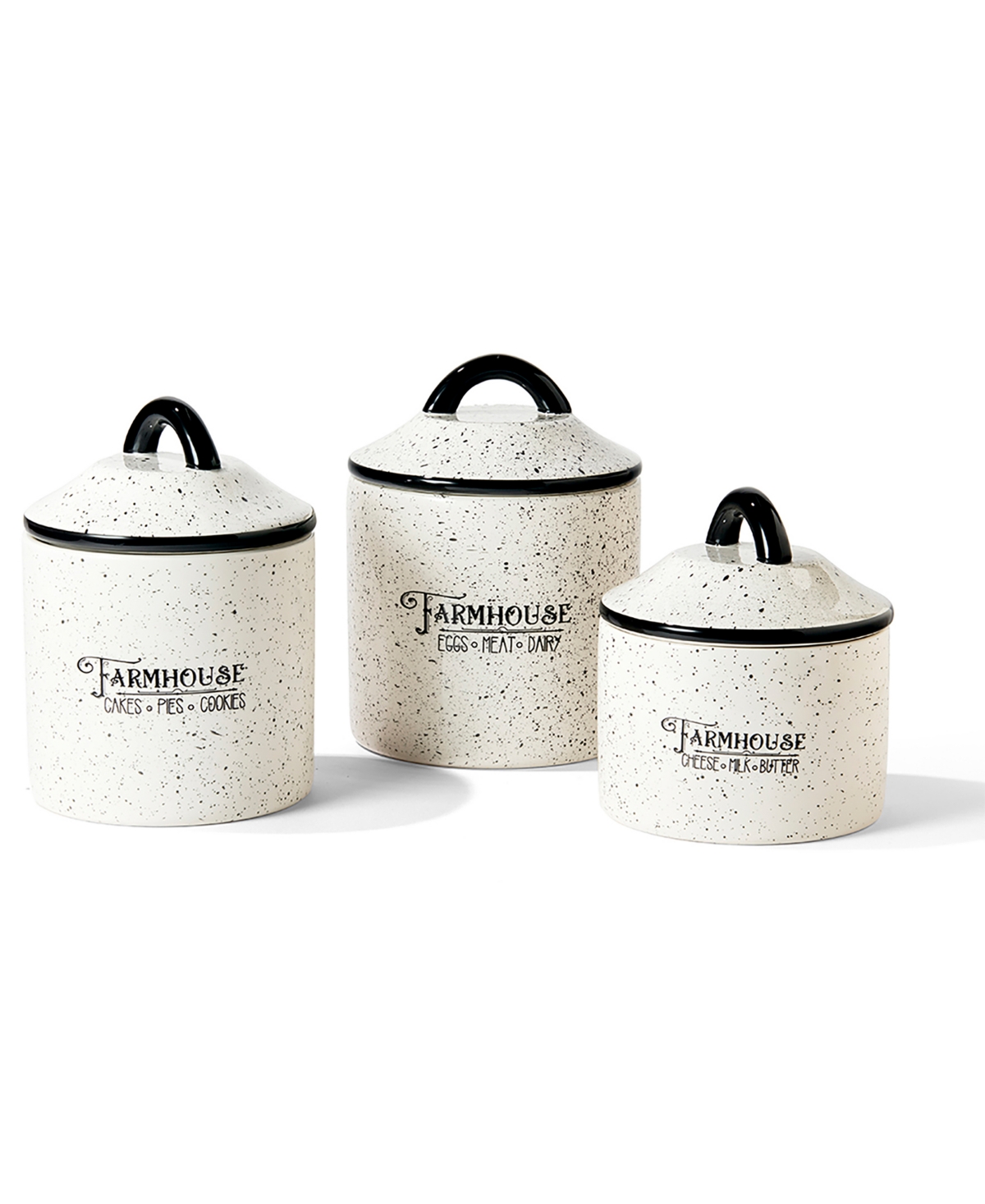Jay Imports Farm House 3 Piece Canister Set In White