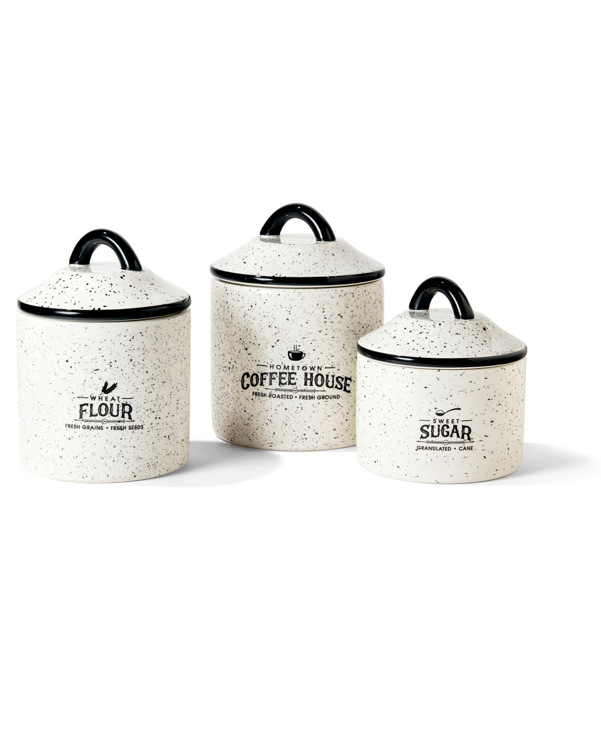 Jay Imports Hometown Coffee House 3 Piece Canister Set In White