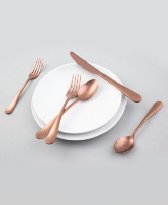 Rhiannon Copper Satin 20-Piece Flatware Set, Service for 4
