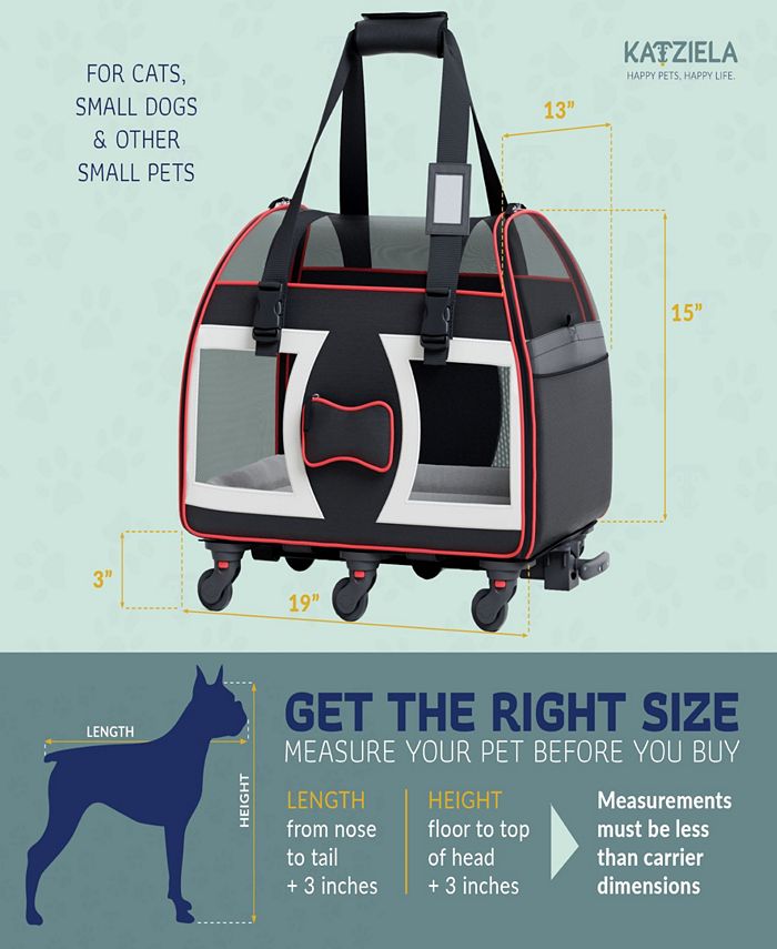 Katziela Wheeled Pet Carrier Bone Cruiser Black main image 1