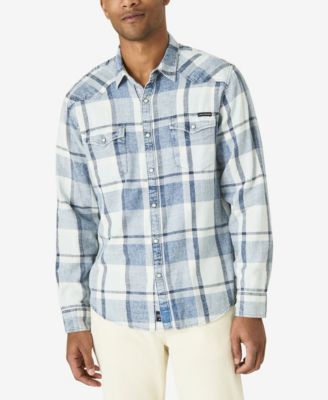 Lucky Brand Plaid Indigo Western Shirt 