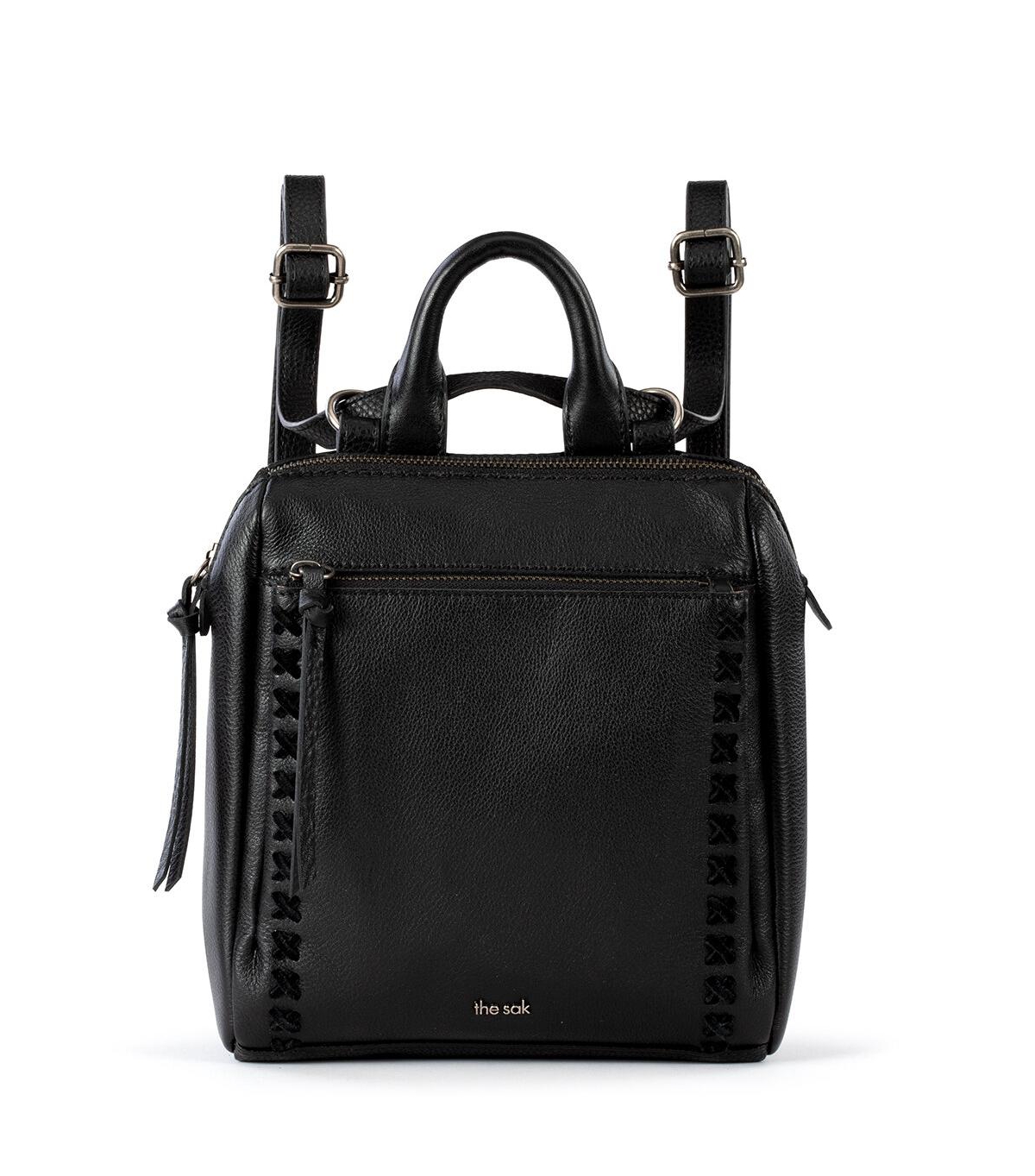 Loyola Convertible Small Leather Backpack - Black