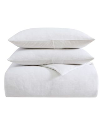Solid Textured Pleats 3-Pc. Duvet Cover Set, Queen