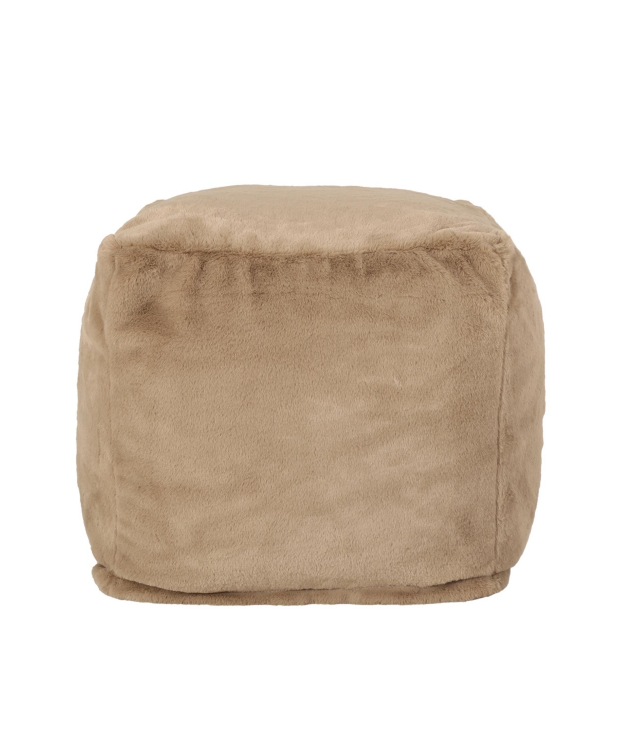 Noble House Silkie Modern Glam Cube Pouf In Taupe