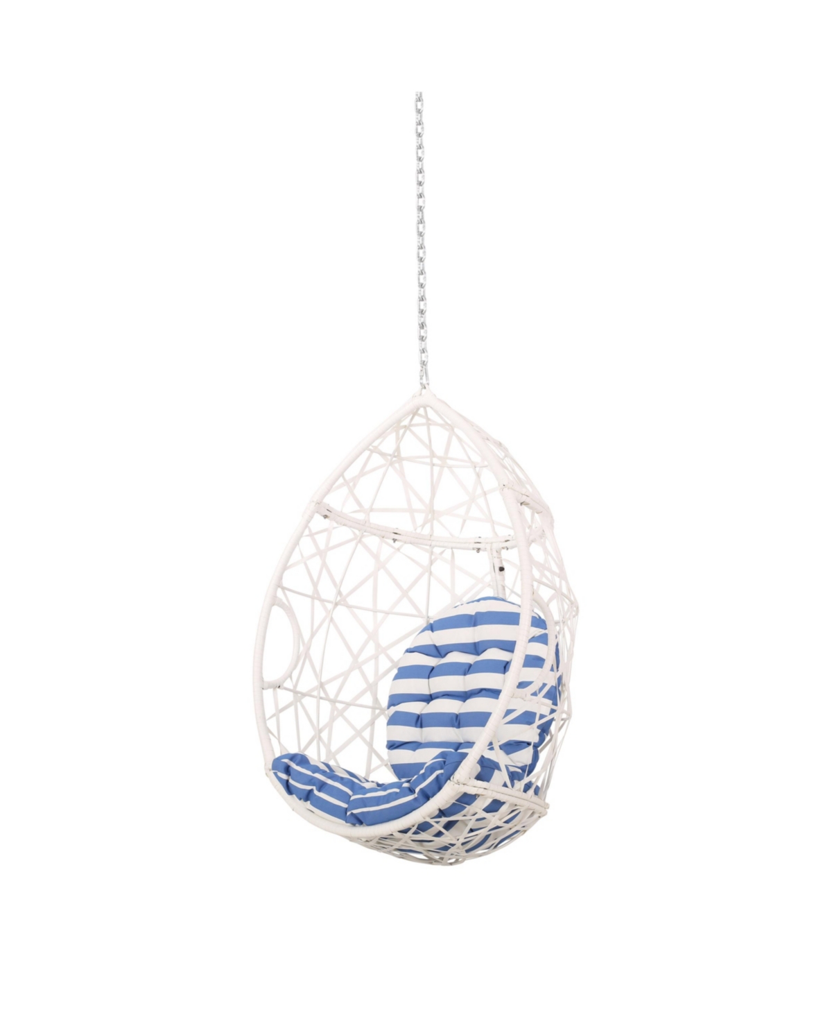 Noble House Los Alamitos Outdoor And Indoor Wicker Hanging Chair In White