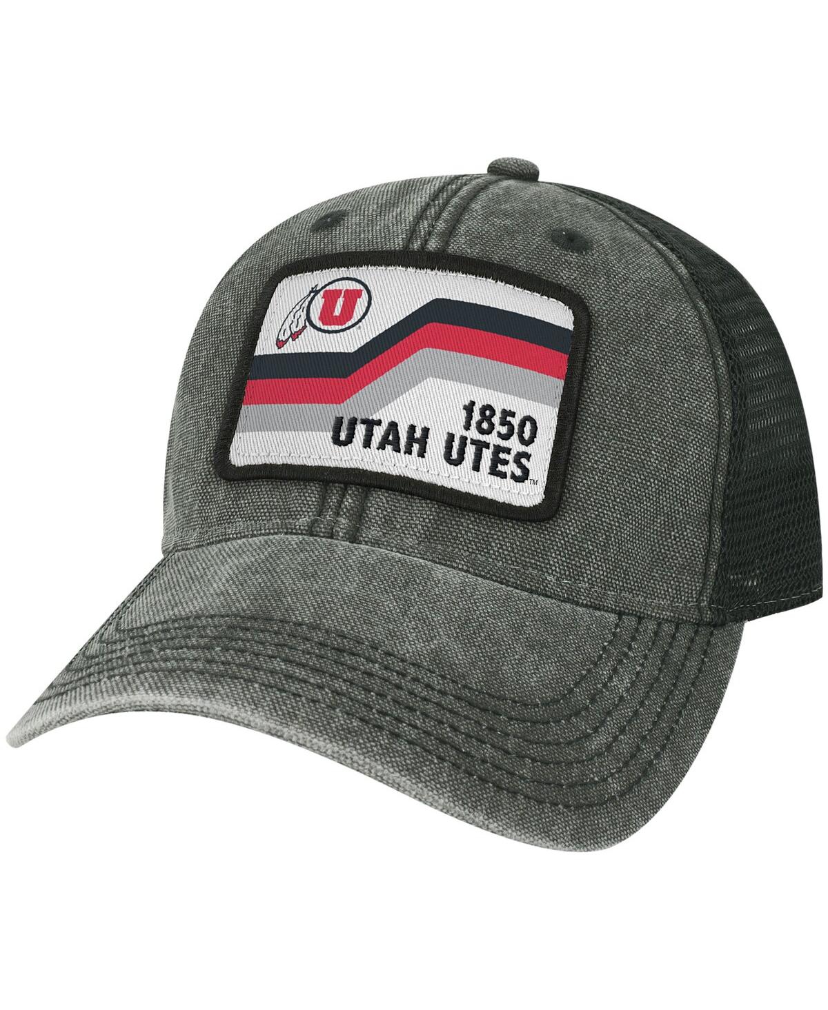 LEGACY ATHLETIC MEN'S BLACK UTAH UTES SUN & BARS DASHBOARD TRUCKER SNAPBACK HAT 