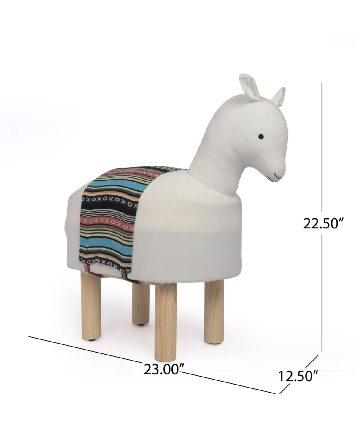 Noble House Patton Handcrafted Contemporary Kids Llama Ottoman In White