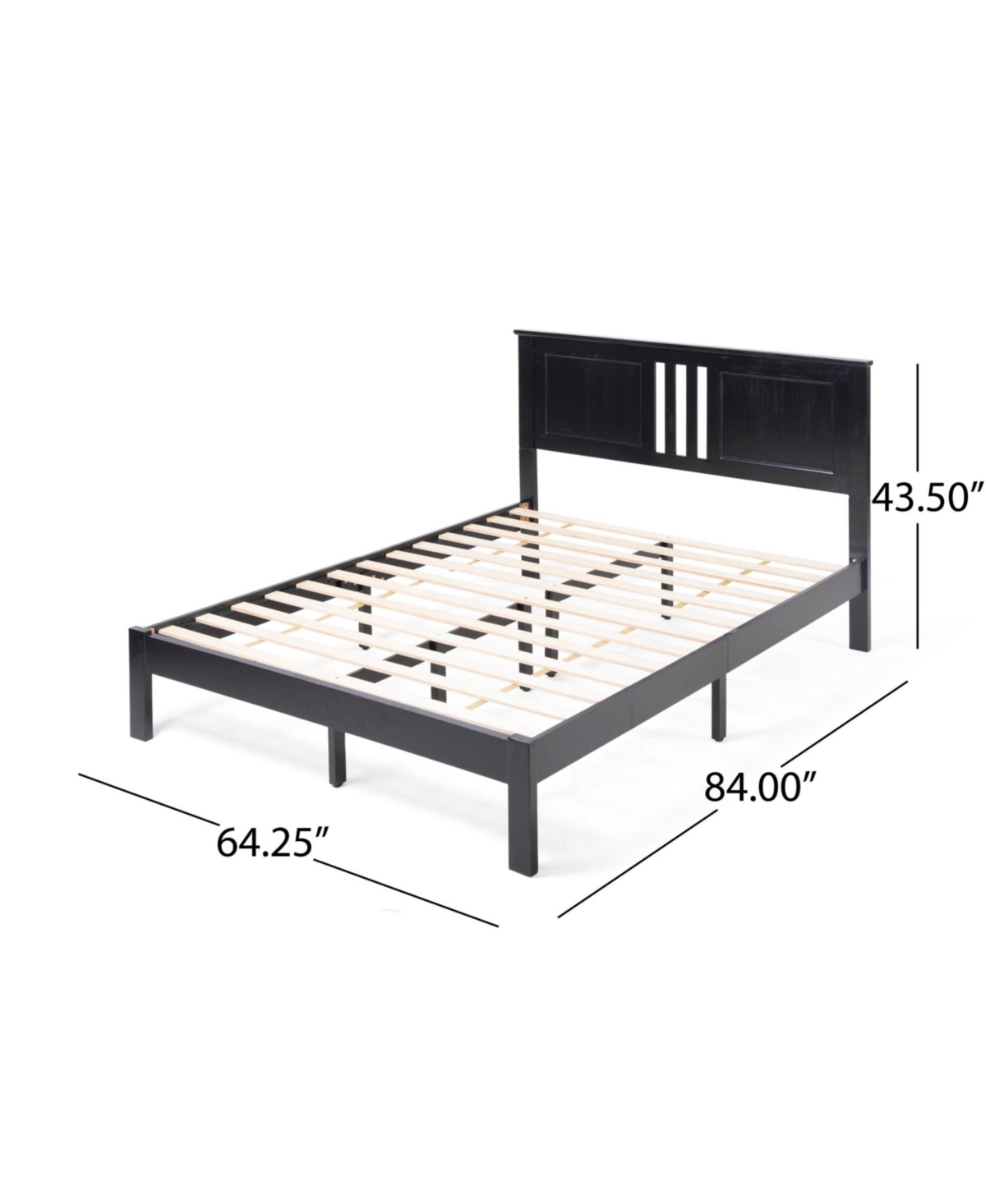 Noble House Norland Modern Farmhouse Acacia Wood Bed Platform, Queen In Black
