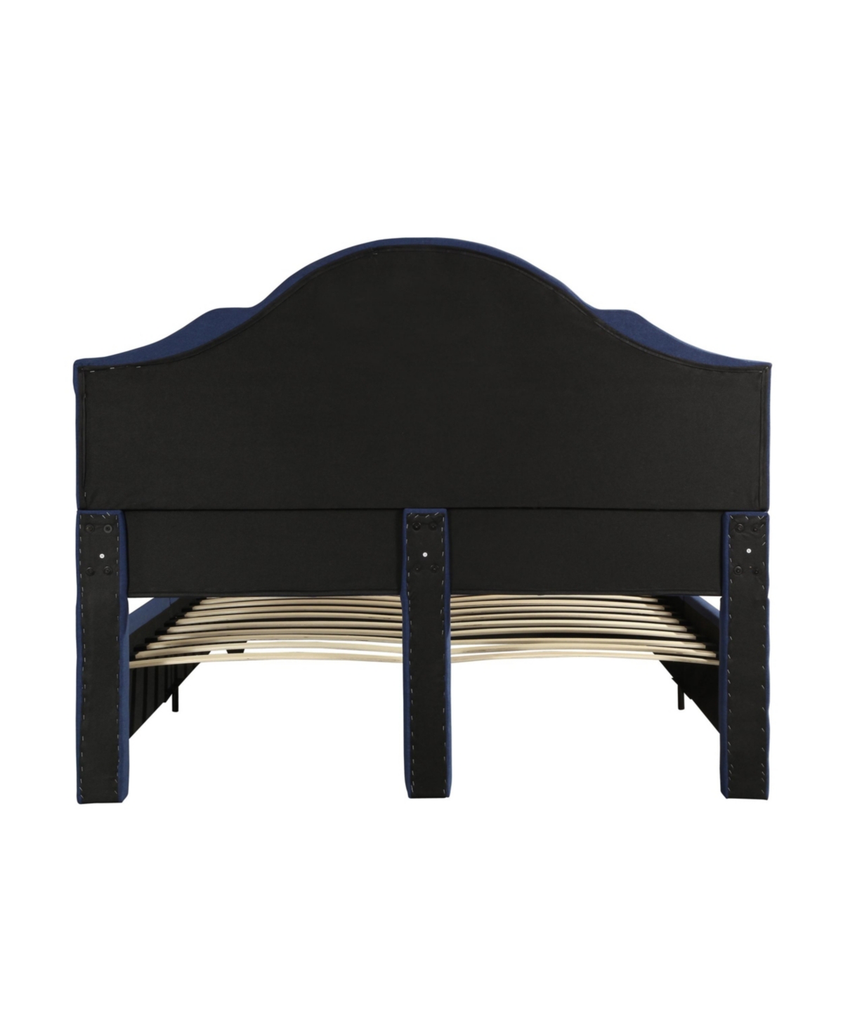 Noble House Cordeaux Contemporary Button-tufted Upholstered Bed Frame, Queen With Nailhead Accents In Navy