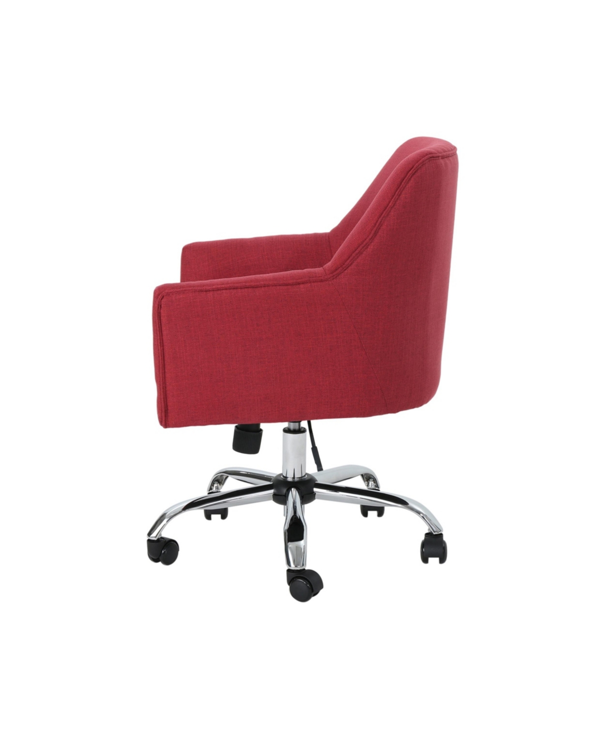Noble House Johnson Mid Century Modern Fabric Home Office Chair With Chrome Base In Red