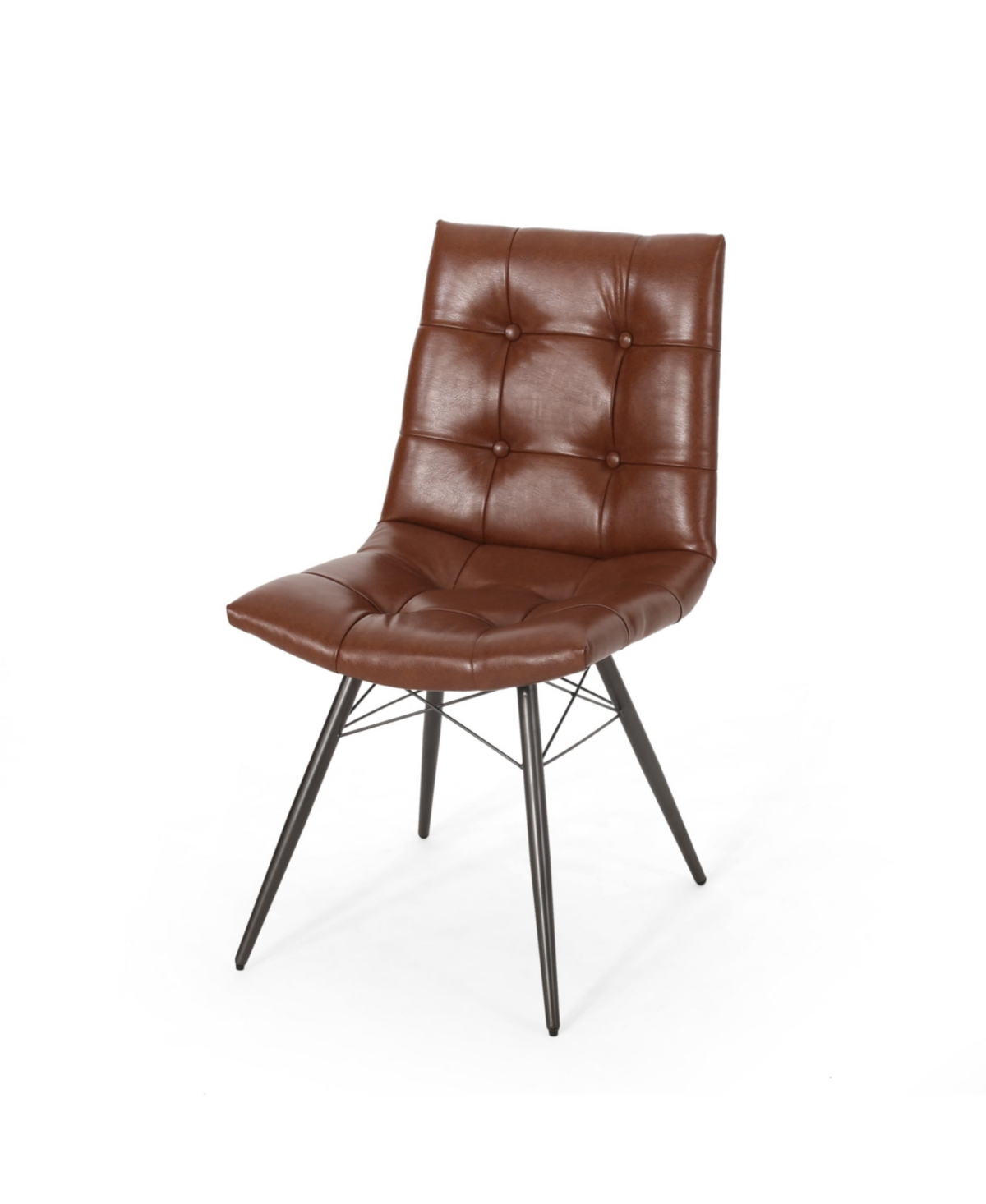 Noble House Pineview Contemporary Tufted Dining Chairs With Toothpick Legs Set, 2 Piece In Brown