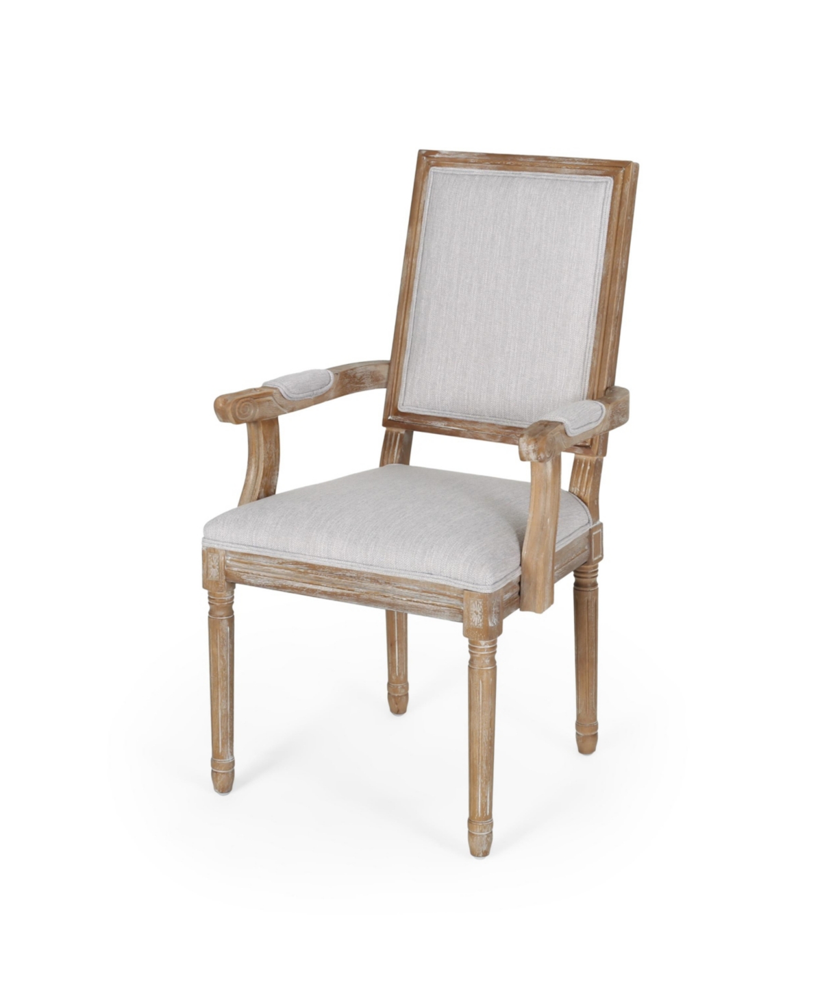 Noble House Maria French Country Wood Upholstered Dining Chair Set, 2 Piece In Gray