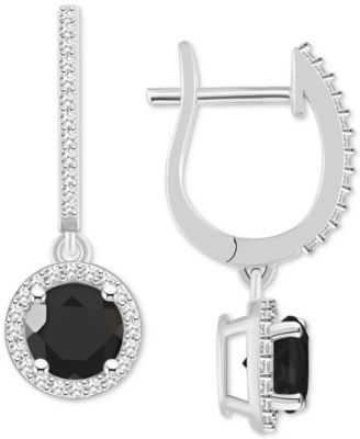  Cultured Freshwater Pearl& Diamond (1/3 ct. t.w.) Halo Leverback Earrings in Sterling Silver (Also in Onyx, Turquoise, & Labradorite)