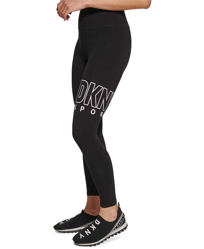 DKNY Women's Sport Logo Legging Black & White