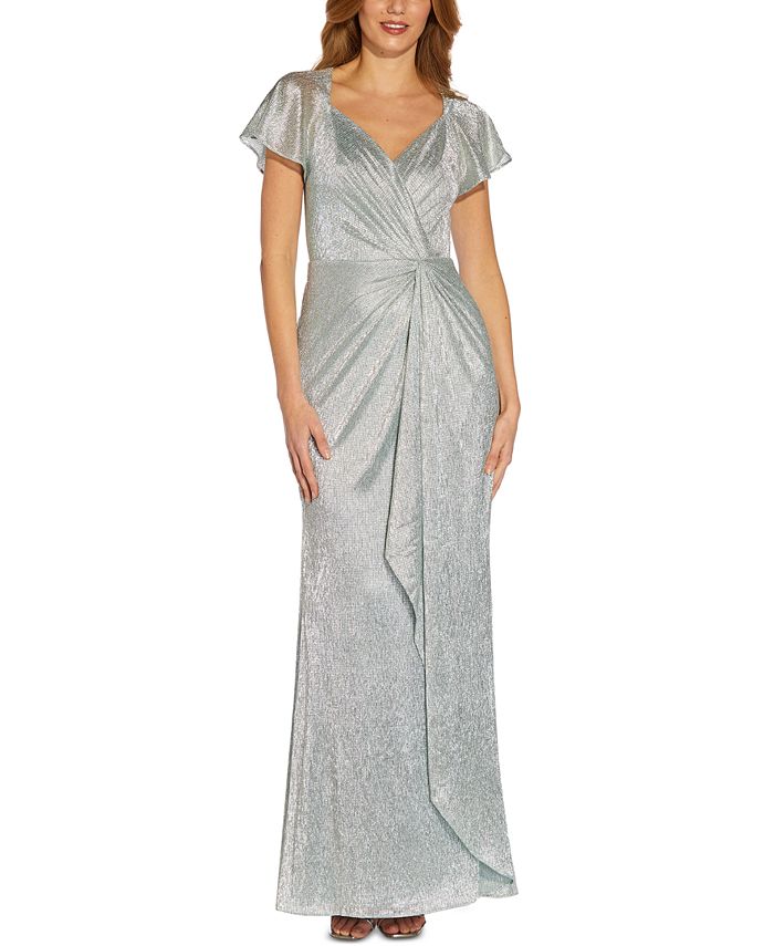 Adrianna Papell Women s Metallic Twist Front Gown Macy s