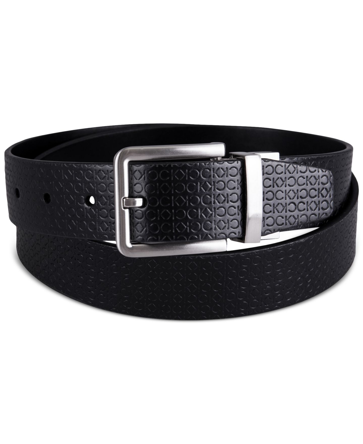 Мужской ремень Calvin Klein Micro Logo Strap Reversible Casual Belt, цвет: Чёрный — фото 1