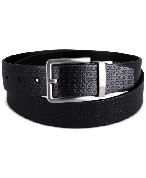 Мужской ремень Calvin Klein Micro Logo Strap Reversible Casual Belt, цвет: Чёрный