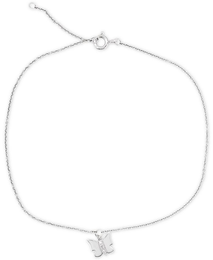Diamond butterfly on sale ankle bracelet