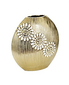 Round Matte Vase with Textured Flower Design