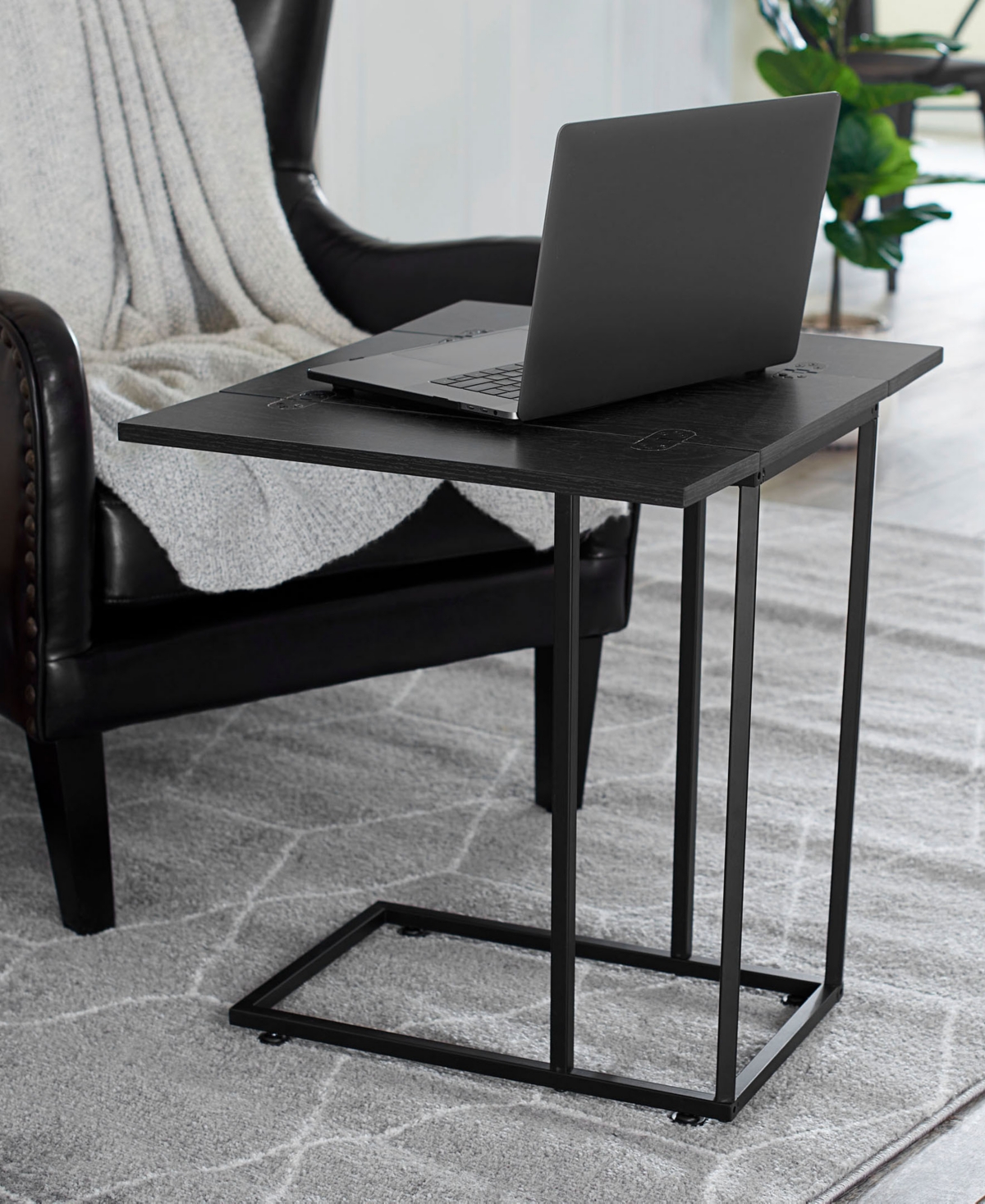 Household Essentials C Table With Fold Out Sides In Black