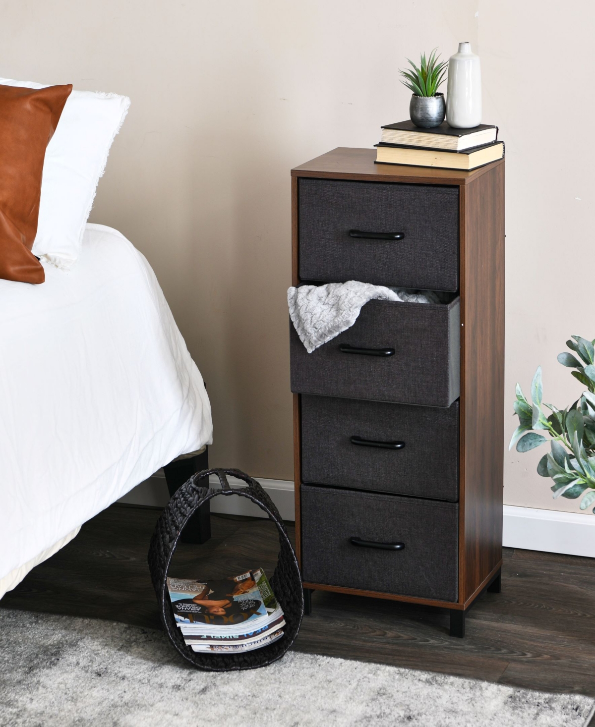 Shop Household Essentials 4 Drawer Dresser In Mid Century Walnut