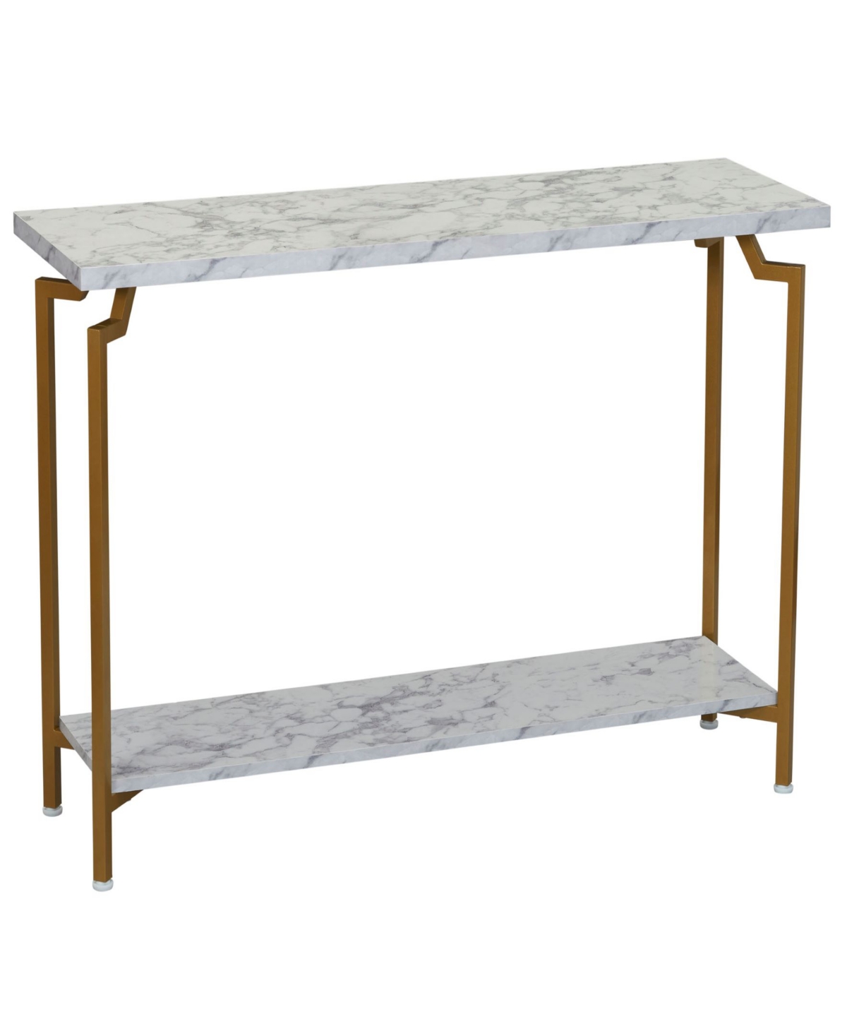 Household Essentials Crown Modern Marble Sofa Table In White And Gold-tone