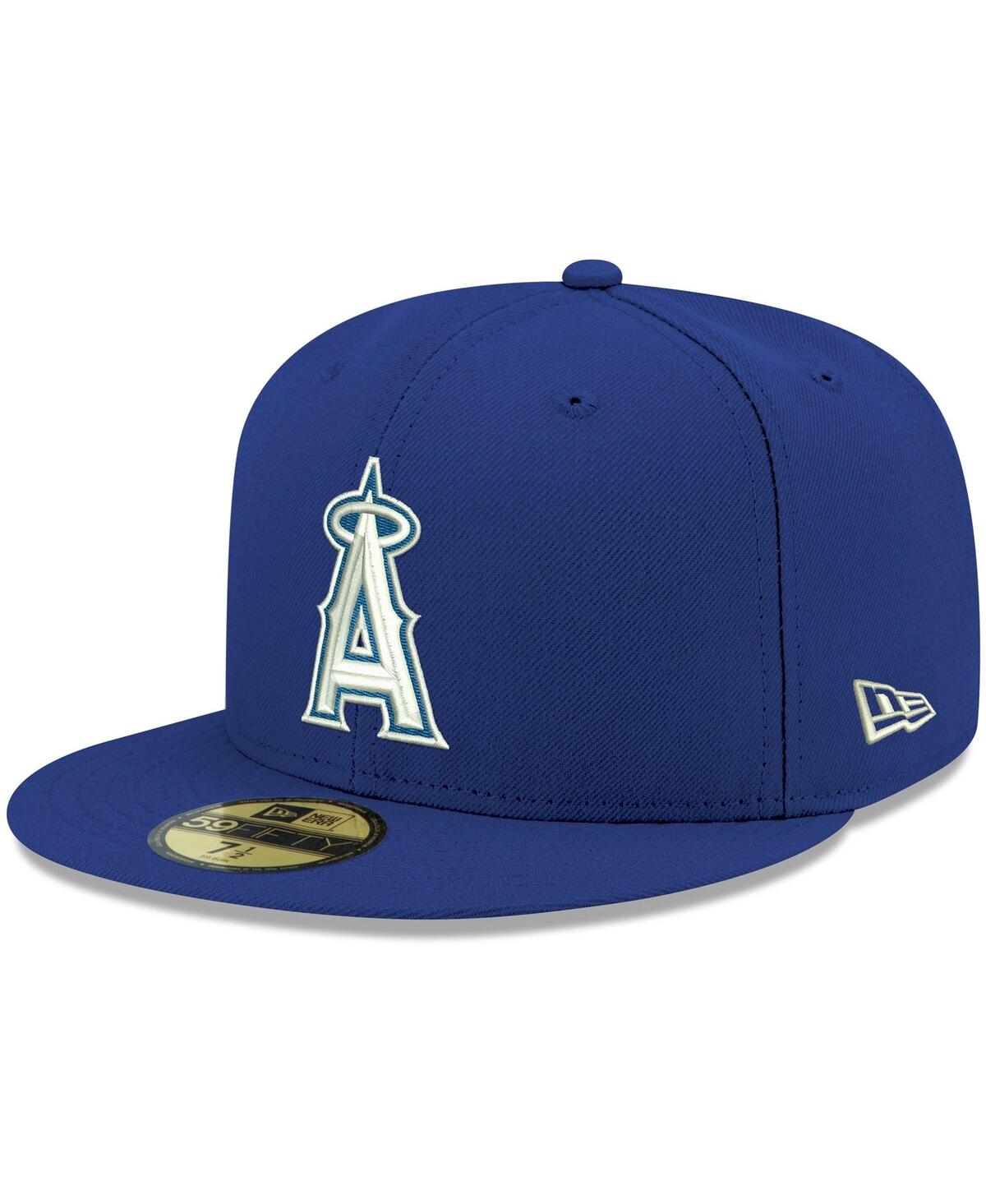 Shop New Era Men's  Royal Los Angeles Angels Logo White 59fifty Fitted Hat
