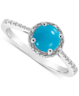 Cultured Freshwater Pearl & Diamond Accent Ring in Sterling Silver (Also in Onyx, Turquoise, & Labradorite )