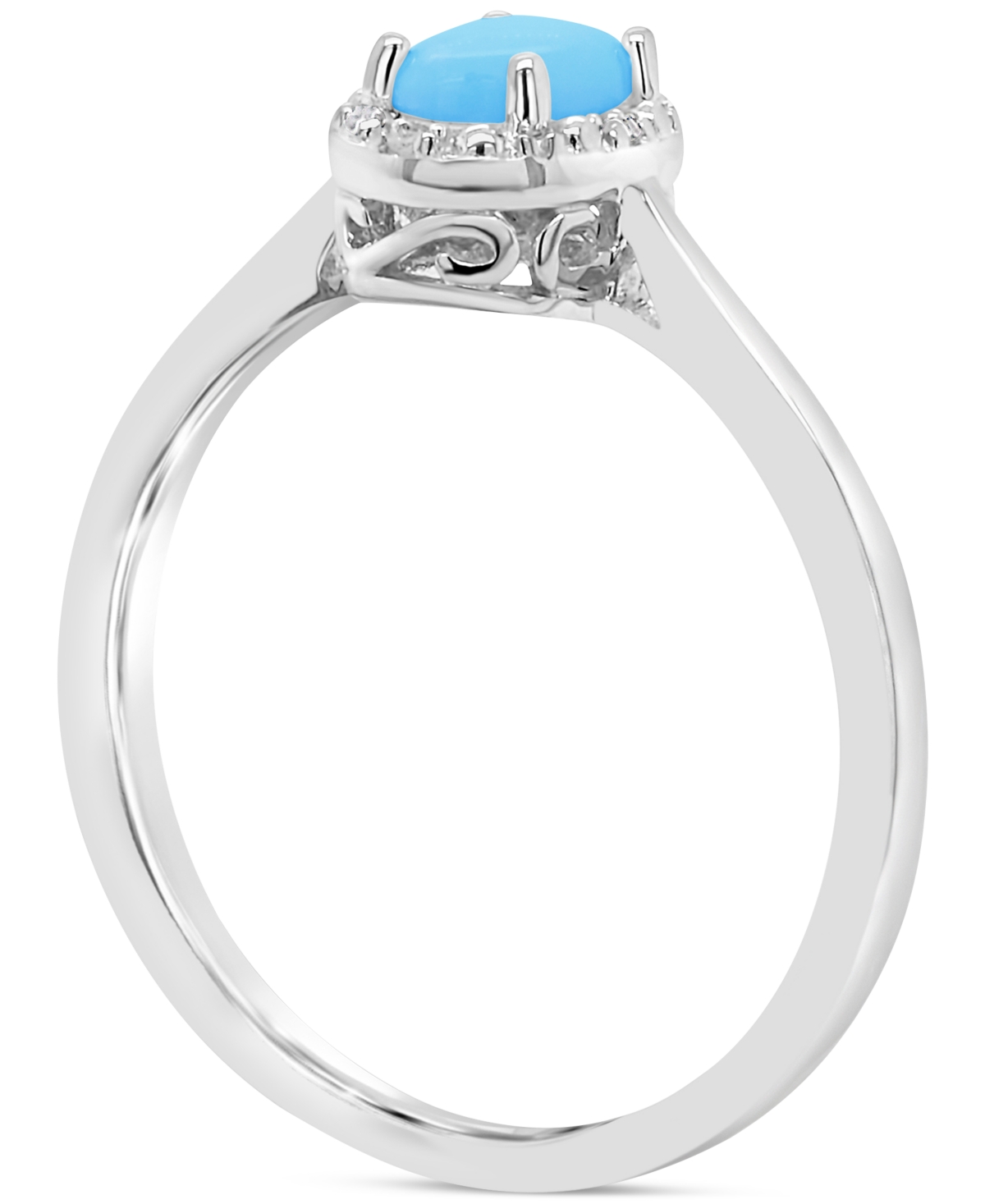 Labradorite & Diamond Accent Oval Ring in Sterling Silver (Also in Onyx & - Turquoise