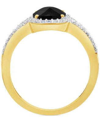 Cultured Freshwater Pearl & Lab-Grown White Sapphire (1/4 ct. t.w.) Halo Ring in 10k Gold (Also in Onyx)