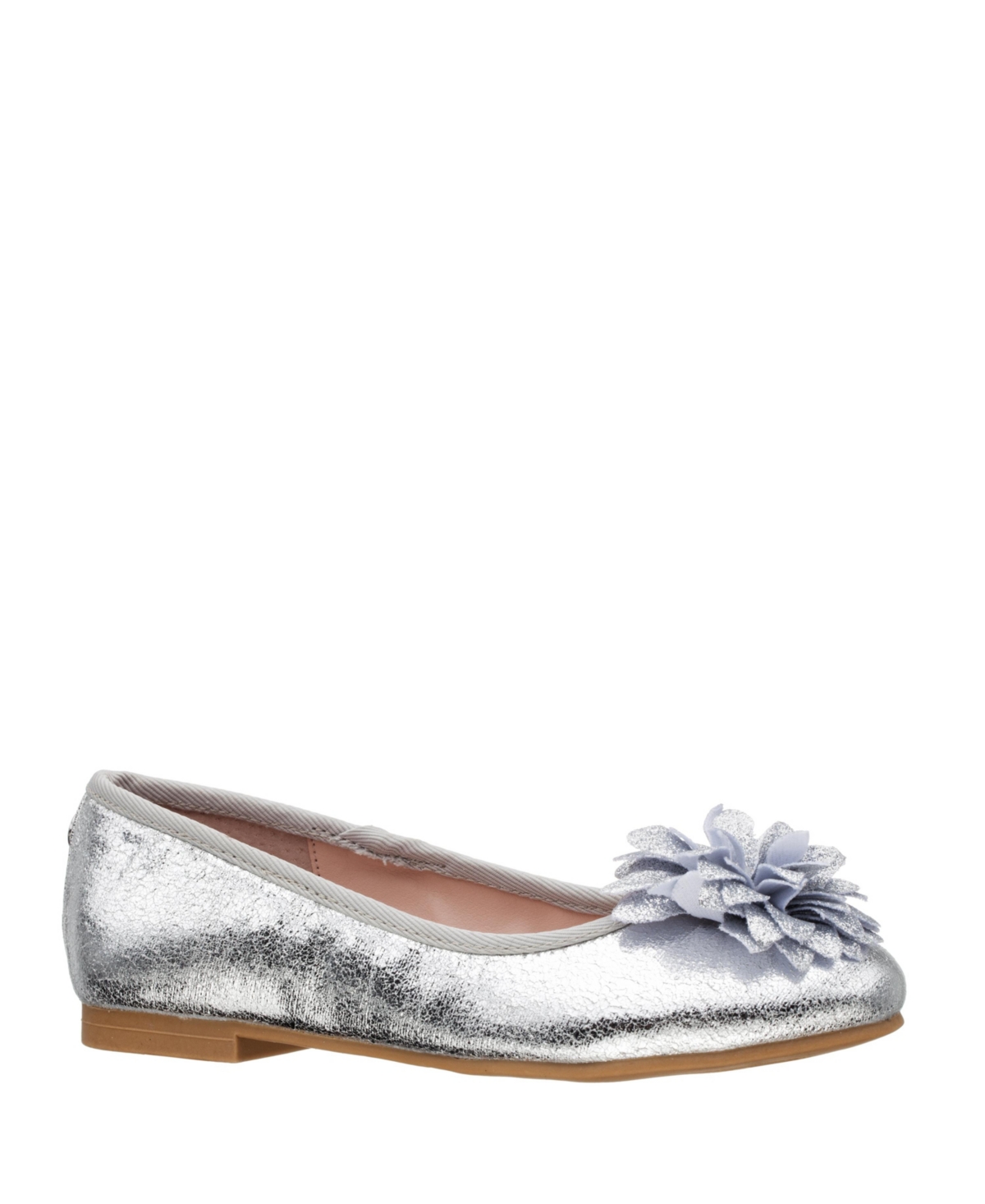 Shop Nina Little Girls Jeanesse Ballet Flats In Silver-tone Metallic