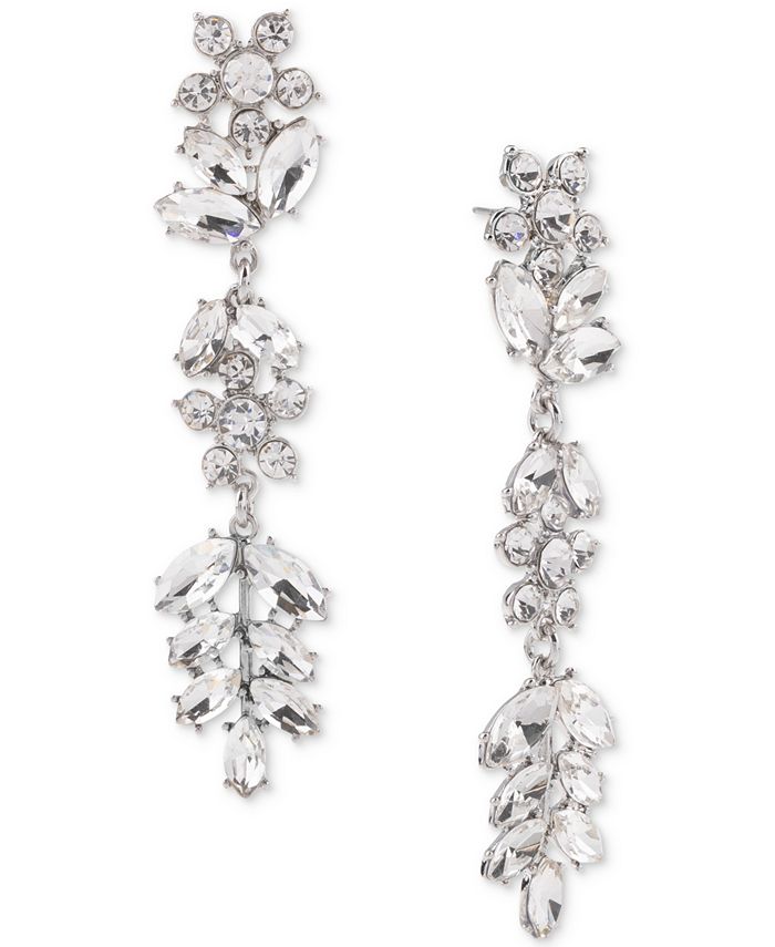 INC International Concepts SilverTone Crystal Flower Linear Drop