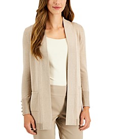 Petite Button Sleeve Flyaway Cardigan, Created for Macy's