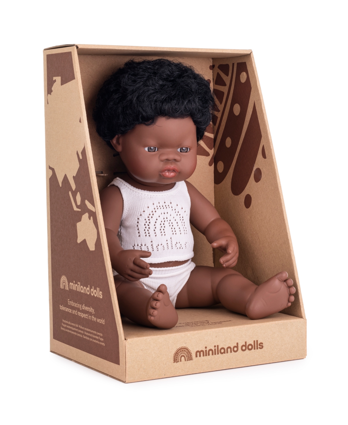 Shop Miniland 15" Baby Doll African Boy Set, 3 Piece In No Color