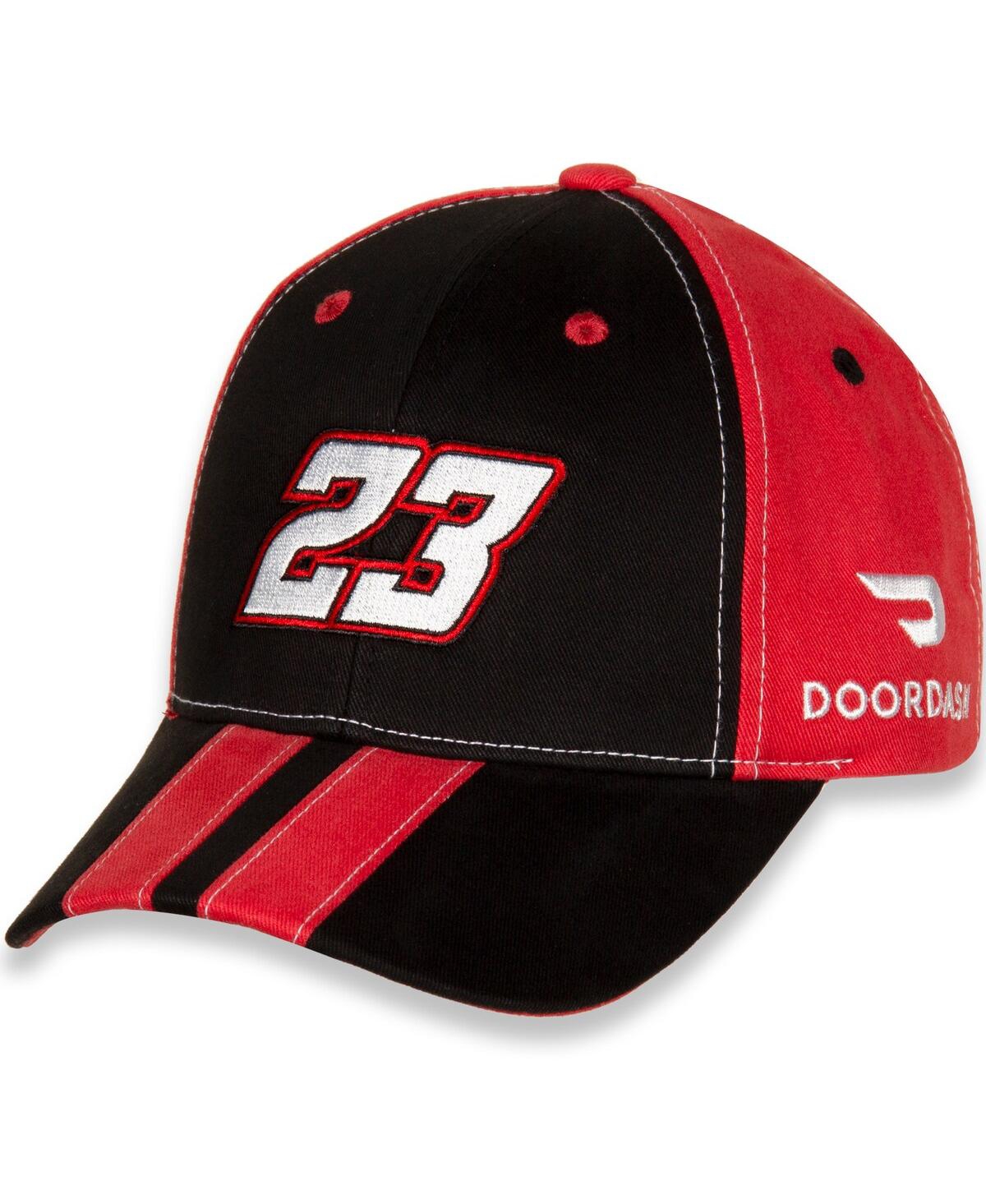 Checkered Flag Sports Kids' Big Boys  Black And Red Bubba Wallace Doordash Big Number Adjustable Hat In Black,red