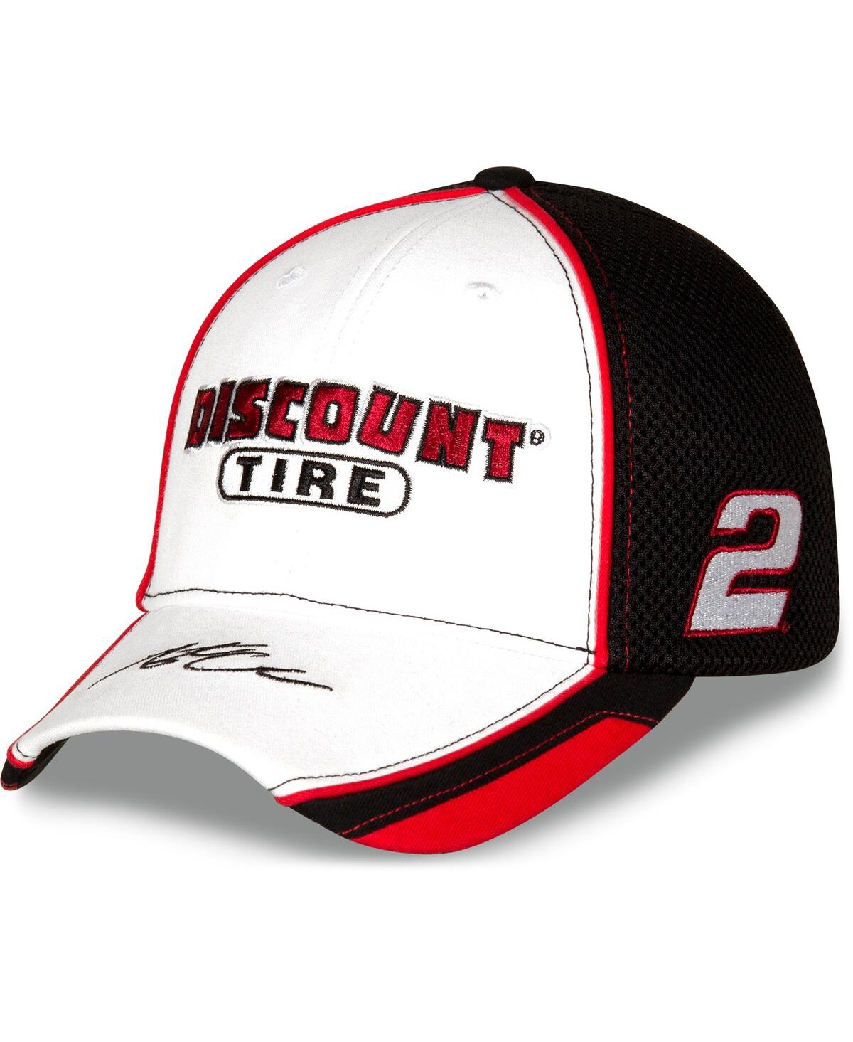 Team Penske Men's  White And Black Austin Cindric Discount Tire Element Mesh Adjustable Hat In White,black