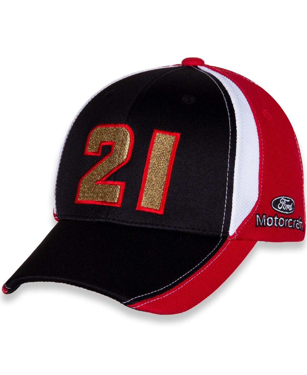 Checkered Flag Sports Men's Checkered Flag Black And Red Harrison Burton Motorcraft Number Performance Adjustable Hat In Black,red