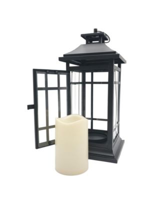 Battery Operated Metal Lantern with LED Candle - Window