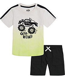 Little Boys 2 Piece Short Sleeve Gradient T-shirt and French Terry Shorts Set