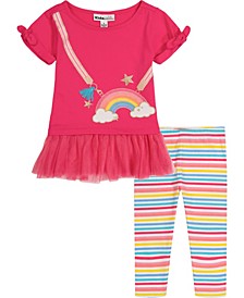 Toddler Girls Rainbow Cross Body Tunic and Striped Capri Leggings, Set of 2