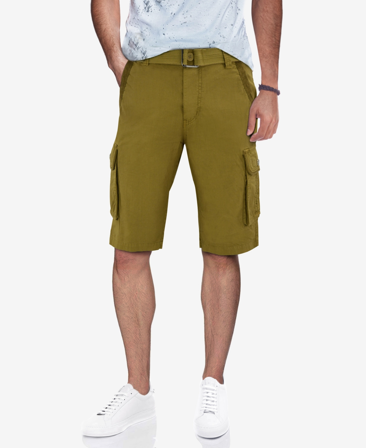 X-ray Belted Snap Button Cargo Shorts In British Khaki