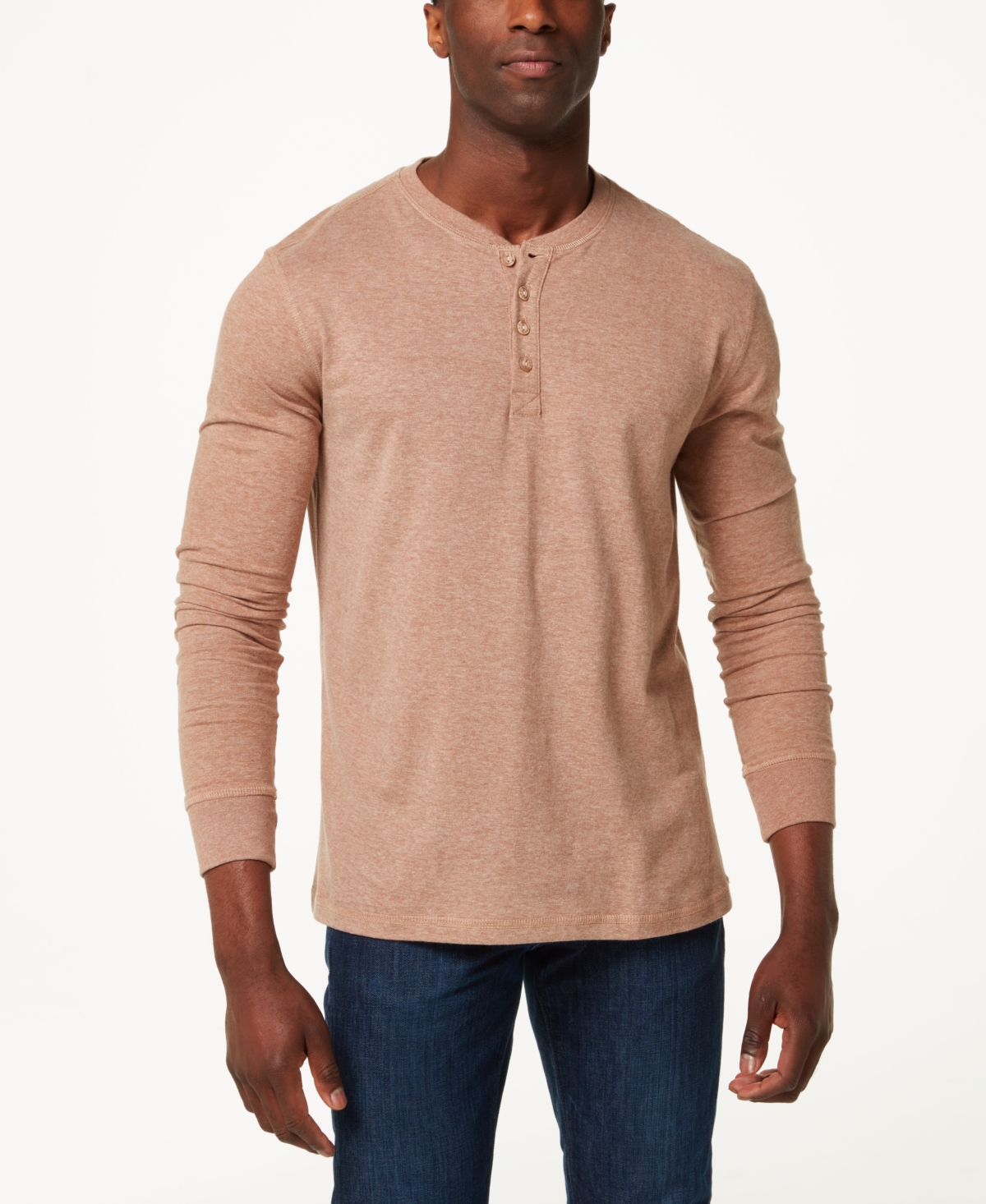 Weatherproof Vintage Men s Brushed Jersey Henley T shirt In Cogna