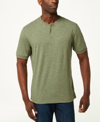 Melange Henley T-shirt In Green 