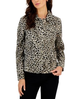 Charter Club Leopard-Print Denim Jacket 