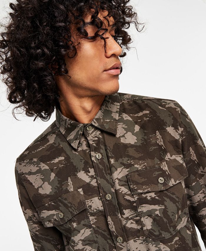 Sun + Stone Men's Leo RegularFit Camouflage Flannel Shirt, Created for